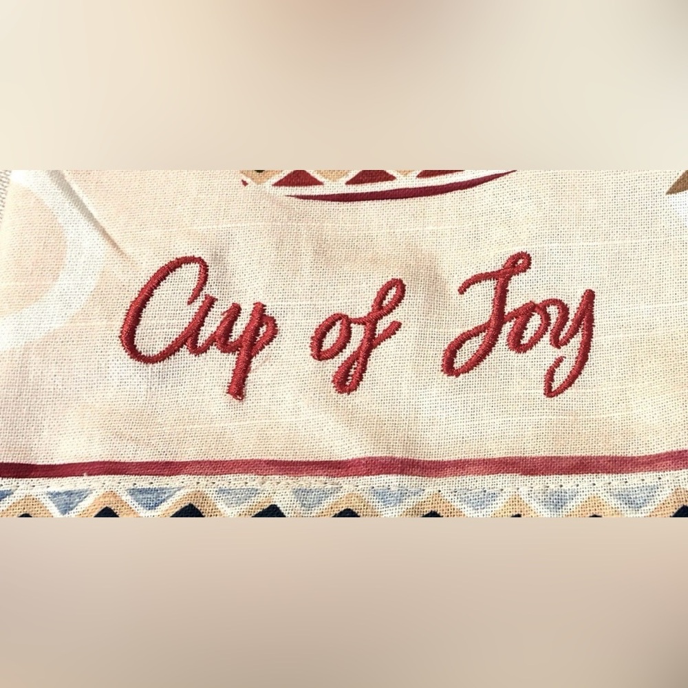 Anthropologie Christmas Coffee Cocoa Mugs Kitchen Dish Towel Tea Towel NEW - Picture 3 of 11